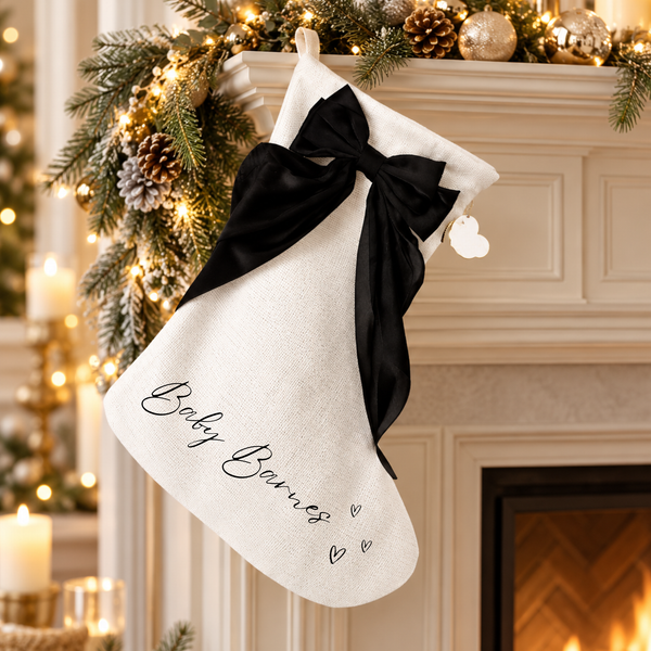 Personalised Christmas Stocking with Satin Bow | Matching Family & Siblings