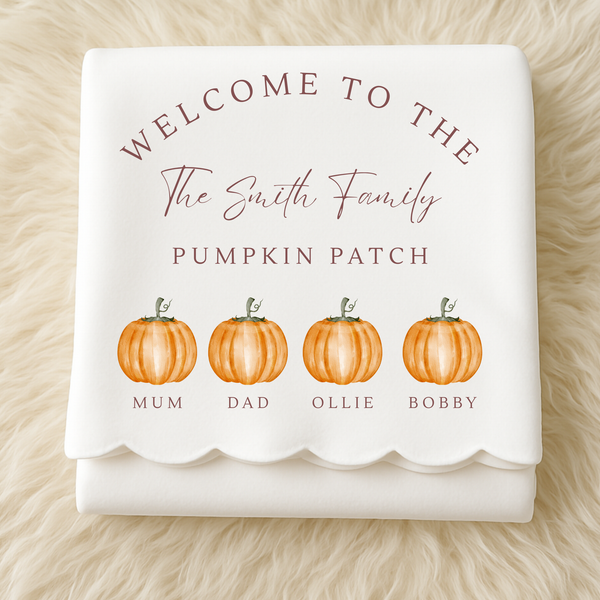 Pumpkin Family Cushion & Blanket Set – Cozy Fall Home Decor