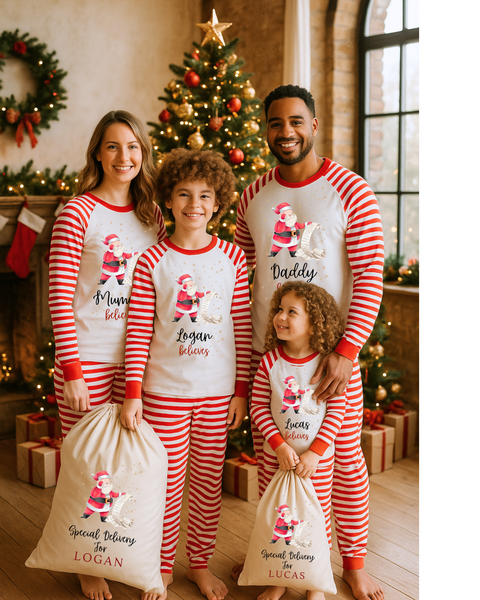 Personalised Matching Family Santa Pyjamas