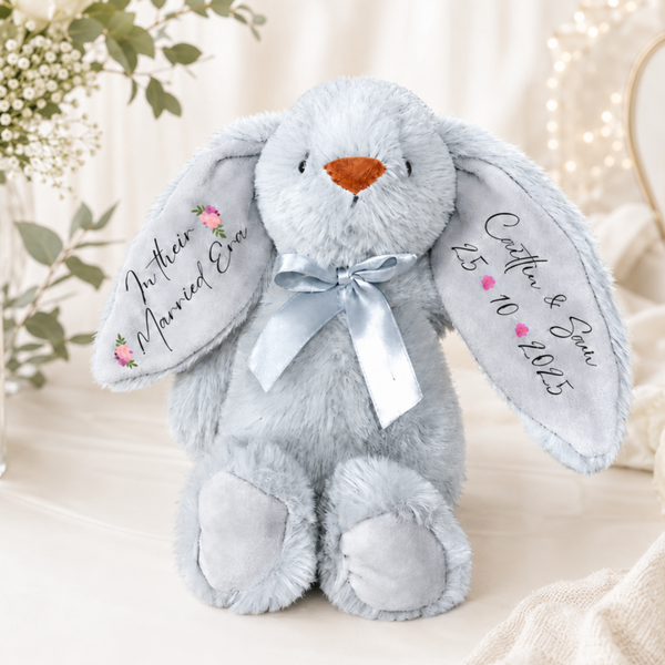 Personalised Wedding Grey Bunny - Gifts For Couples