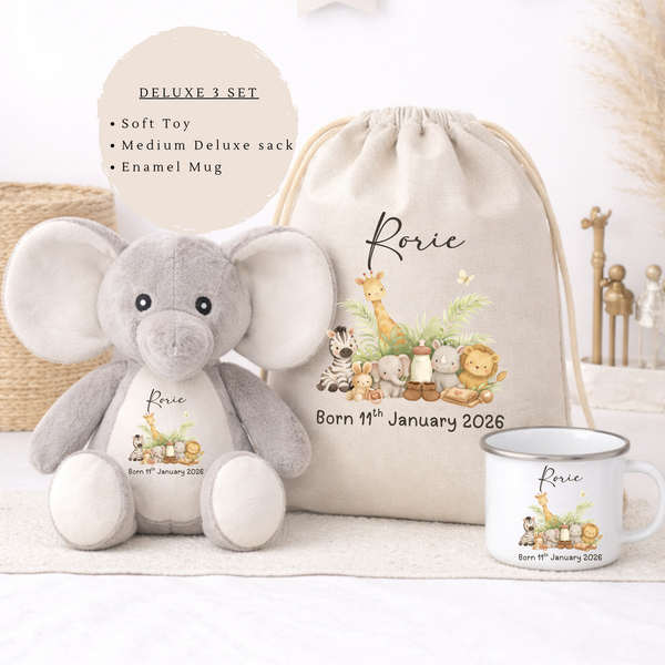 Personalised Safari New Baby Teddy Bear
