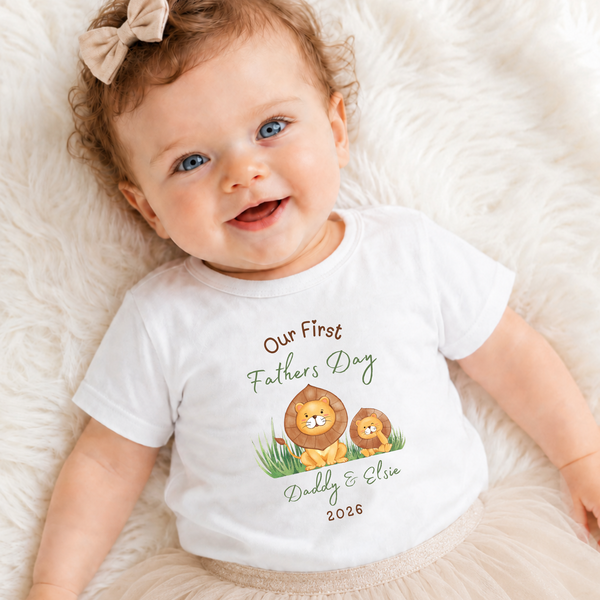 Personalised 'Our First Father's Day' Baby Vest, Sleepsuit, T-Shirt & Bib