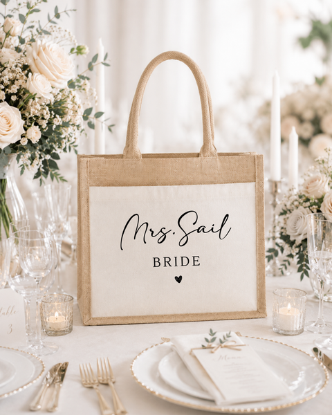 Personalised Bride Tote Bag | Mrs Jute Bag | UK Made