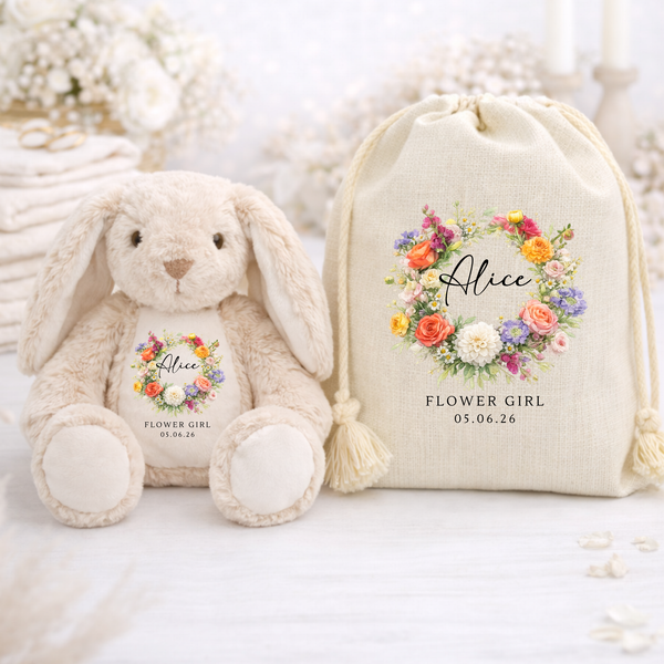 Personalised Flower Girl Wreath Bunny