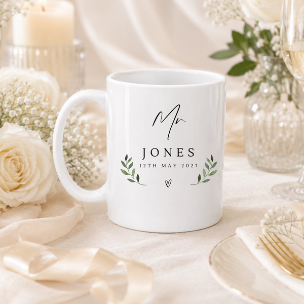 Personalised Mr & Mrs Wedding Mug Set