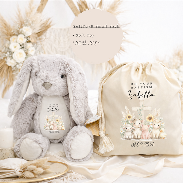 Personalised Christening Cross Teddy Bear & Gift Set