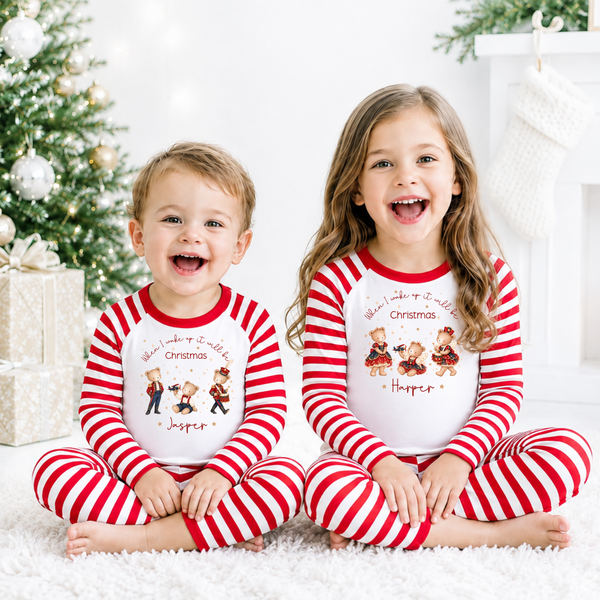 Personalised First Christmas Bear Pyjamas & Baby Sleepsuits – Matching Family PJs