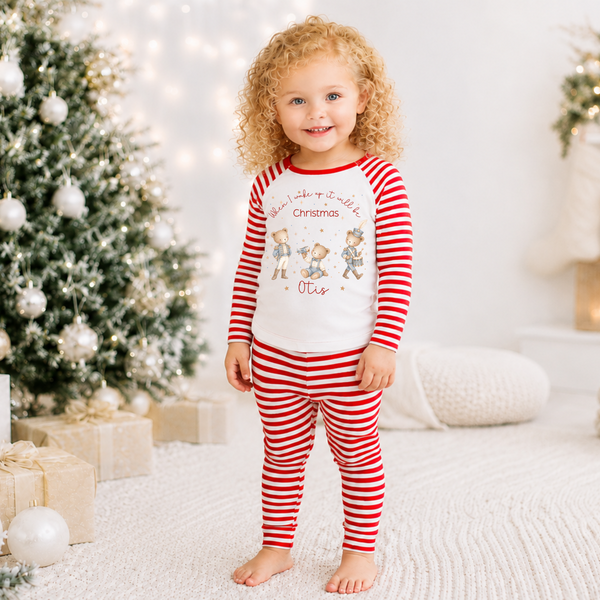 Personalised First Christmas Bear Pyjamas & Baby Sleepsuits – Matching Family PJs