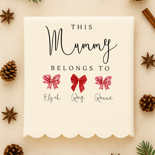 Personalised Christmas Bow Cushion & Blanket Set for Mum