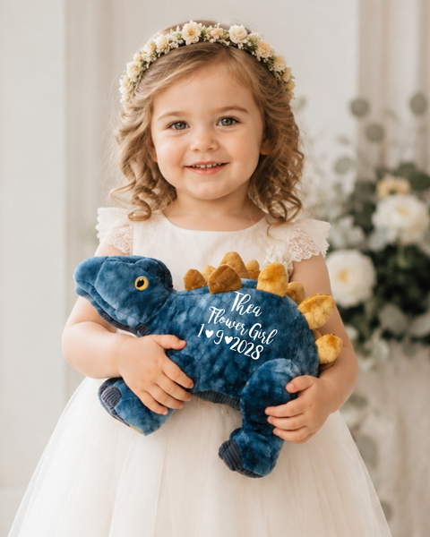 Personalised Blue Dinosaur Gift For Flower Girls