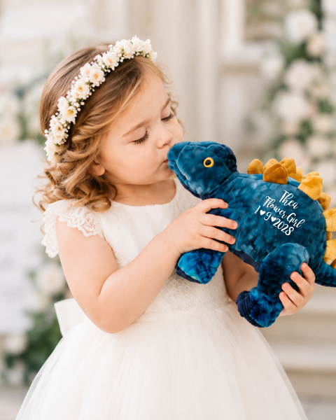 Personalised Blue Dinosaur Gift For Flower Girls