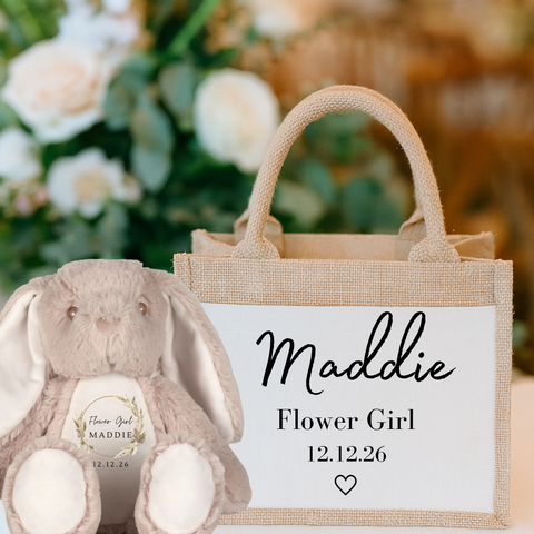 Personalised Bunny & Tote Bag Set For Flower Girls