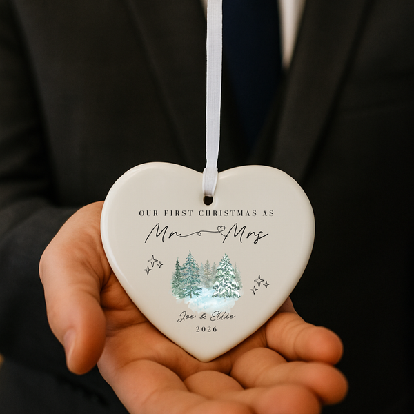 Personalised First Christmas Married Ceramic Hanging