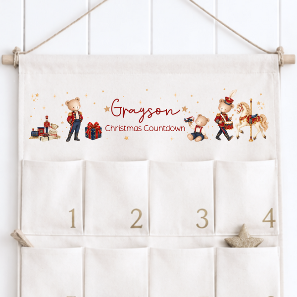 Personalised Bear Christmas Fabric Advent Calendar