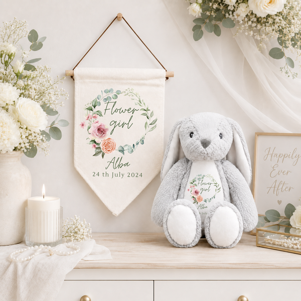 Personalised Bunny & Flag Banner Set – Flower Girl Gift