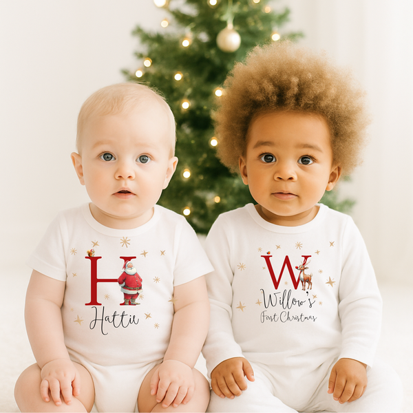 Personalised Santa Matching Family Pyjamas - First Christmas