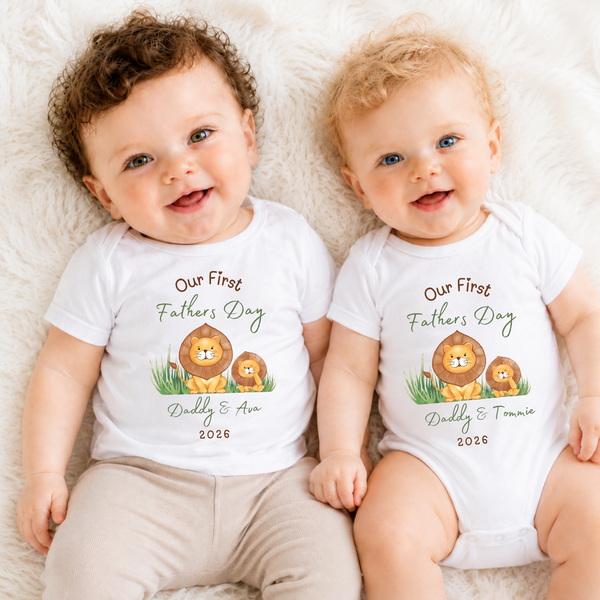 Personalised 'Our First Father's Day' Baby Vest, Sleepsuit, T-Shirt & Bib