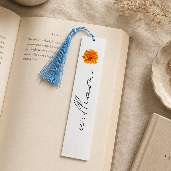 Personalised Birth Flower Bookmark | Name Gift