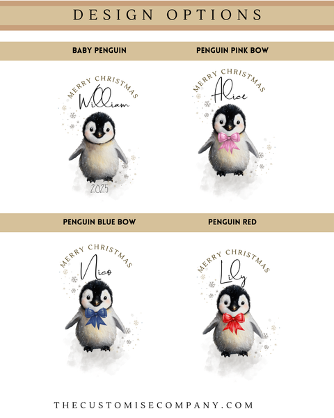 Personalized Penguin Christmas Gift Sack – Custom Santa Sack with Name for Kids & Babies