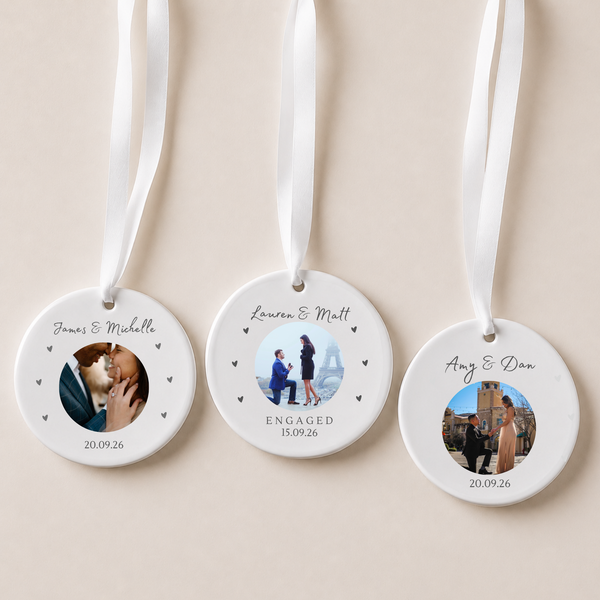 Personalised Engagement Bauble - Ceramic Photo Keepsake Ornament