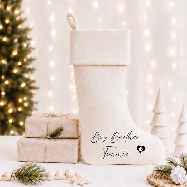 Personalised Christmas Stocking with Satin Bow | Matching Family & Siblings