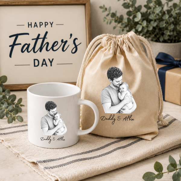 Personalised Father's Day Photo Sketch Mug | Dad Gift
