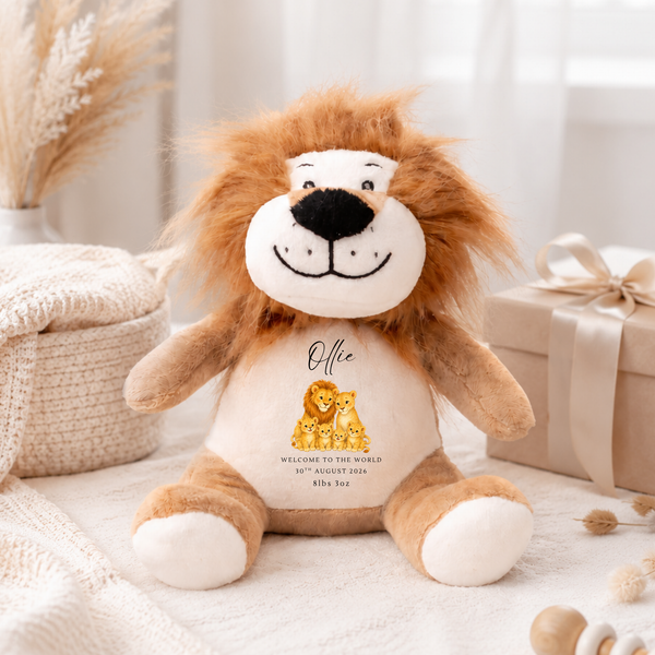 Personalised New Baby Lion Soft Toy