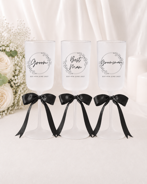 Personalised Wedding Glasses With Bows For Wedding Party
