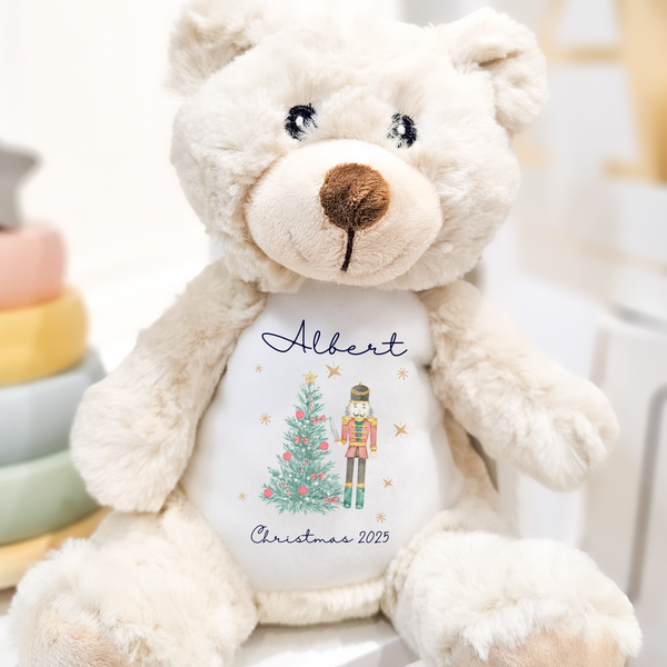Personalised Christmas Teddy Bear – Nutcracker Gift for Kids