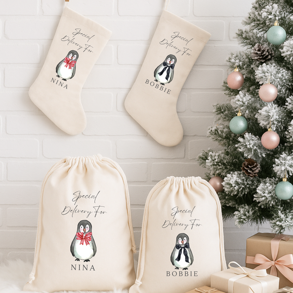 Personalised Penguin Family Stockings