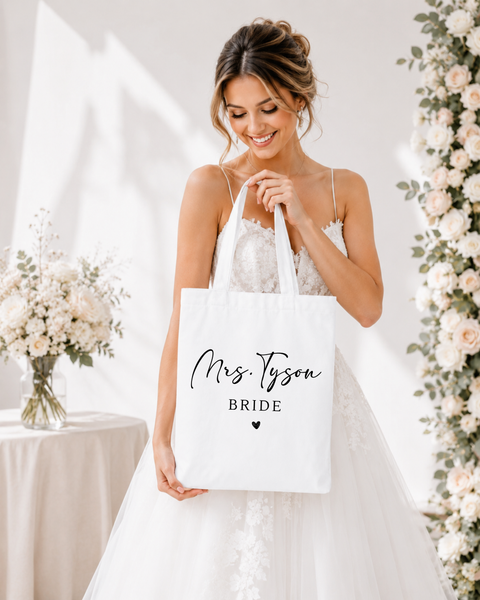Personalised Bride Tote Bag | Mrs Jute Bag | UK Made