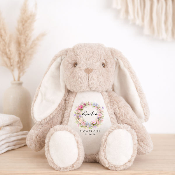 Personalised Flower Girl Wreath Bunny