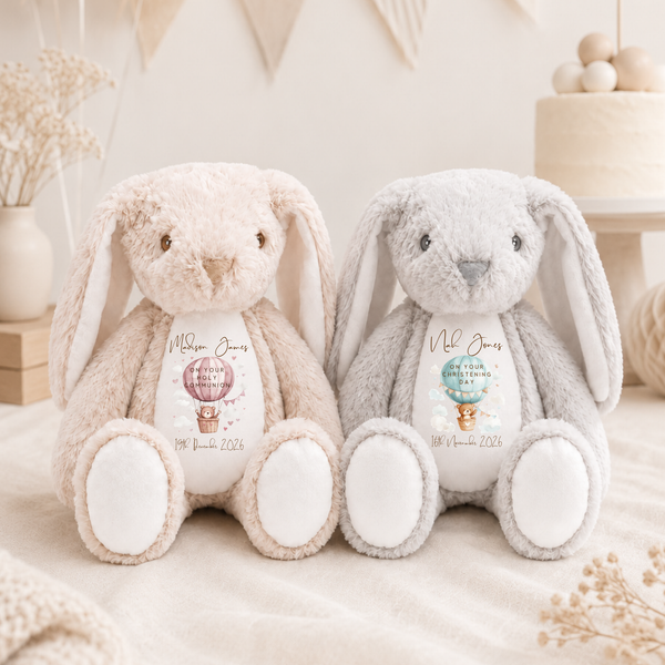 Personalised Christening Soft Toy - Bear Balloon Design