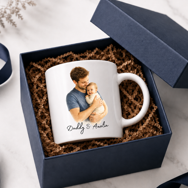 Personalised Photo Mug & Coaster Set – The Moment You Became My Daddy | Father's Day Gift