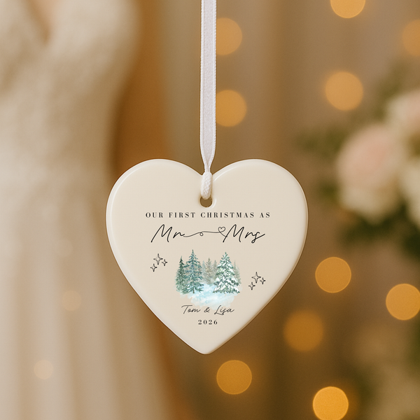Personalised First Christmas Married Ceramic Hanging