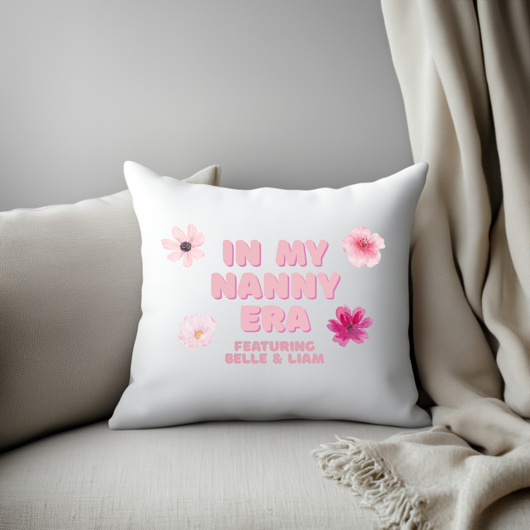 Personalised Christmas Cushion for Nanny, Grandma, Granny or Nanna – Custom Gift from Grandkids