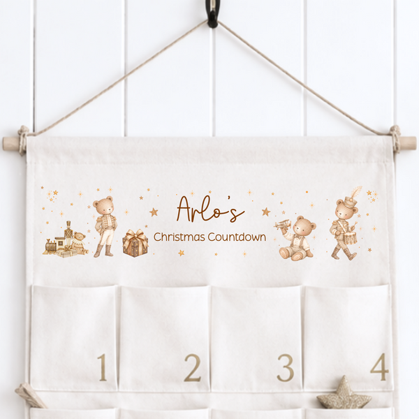 Personalised Bear Christmas Fabric Advent Calendar