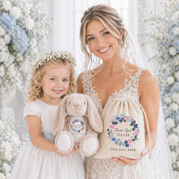 Personalised Bunny & Flag Banner Set – Flower Girl Gift
