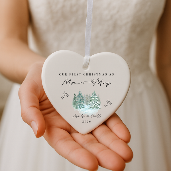 Personalised First Christmas Married Ceramic Hanging