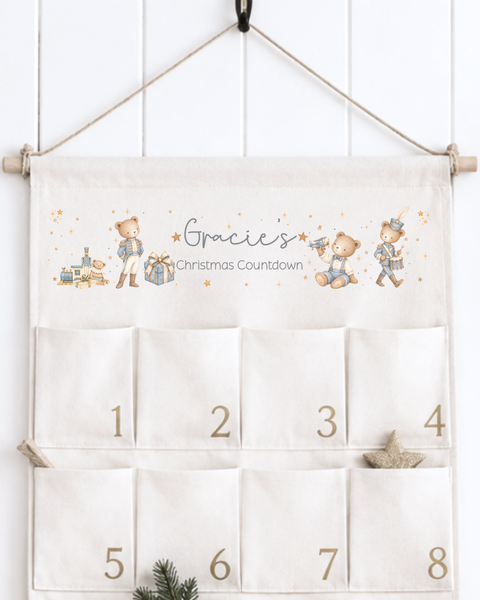 Personalised Bear Christmas Fabric Advent Calendar