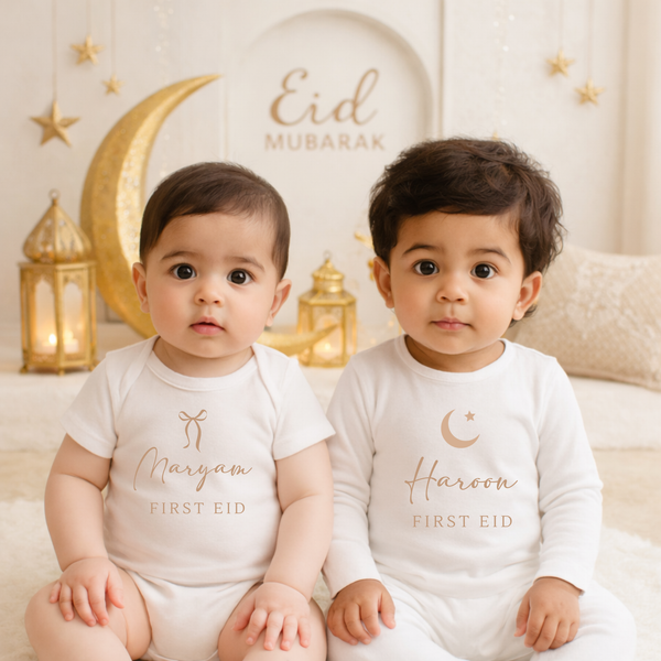 Personalised First Eid Sleepsuit, Bib , Vest