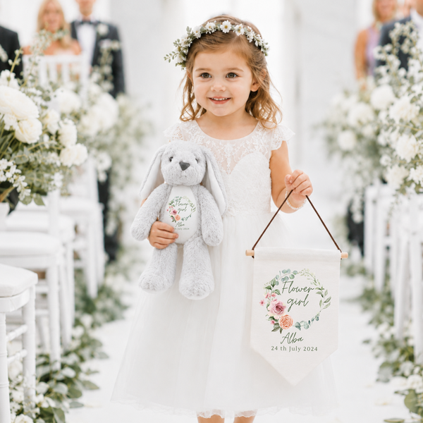 Personalised Bunny & Flag Banner Set – Flower Girl Gift