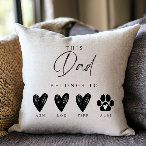 Personalised Black Heart Cushion/Throw Blanket For Dad