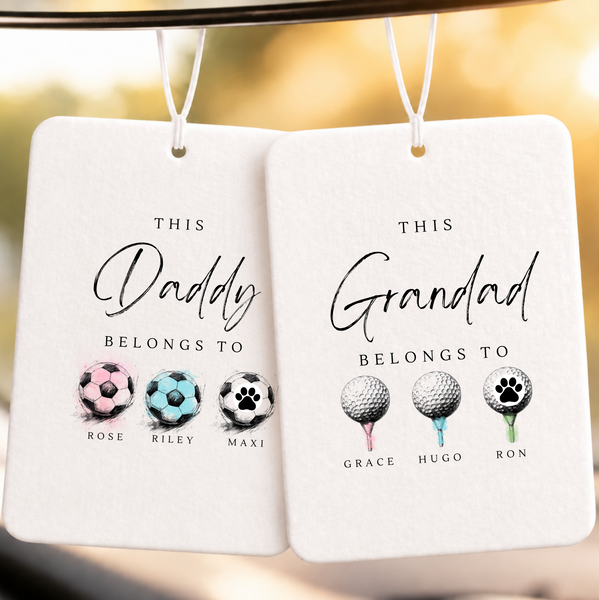 Personalised Car Air Freshener for Dad | Father's Day Gift | Hobby & Name