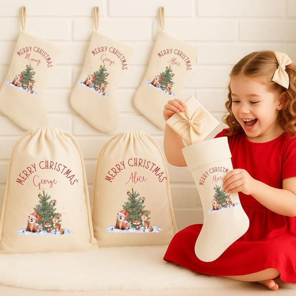 Personalised Christmas Stocking Or Present Sack – Custom Name Santa Bag