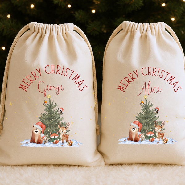 Personalised Christmas Stocking Or Present Sack – Custom Name Santa Bag