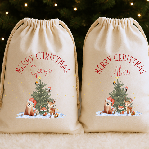 Personalised Christmas Stocking Or Present Sack – Custom Name Santa Bag