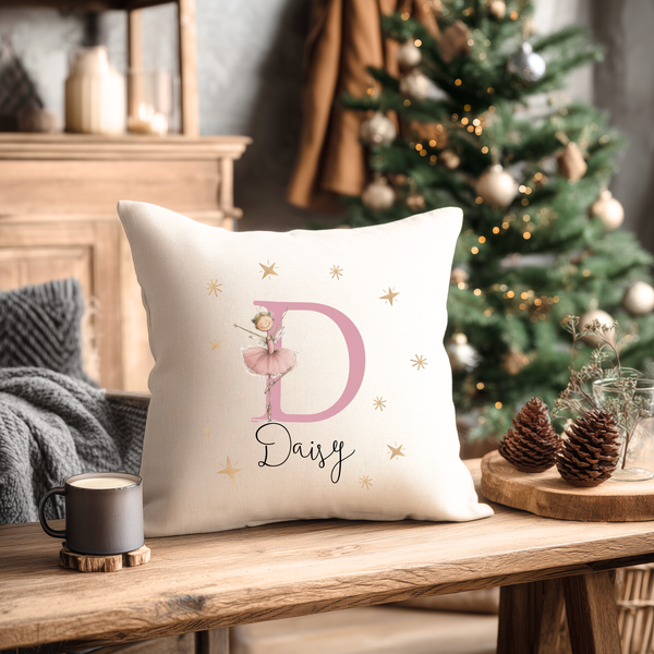 Personalised Fairy Ballerina Christmas Blanket & Cushion – Custom Name Girls’ Festive Throw & Pillow