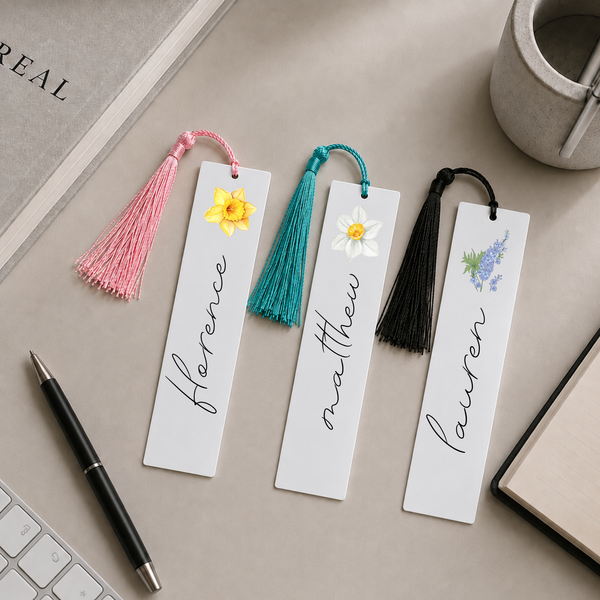 Personalised Birth Flower Bookmark | Name Gift