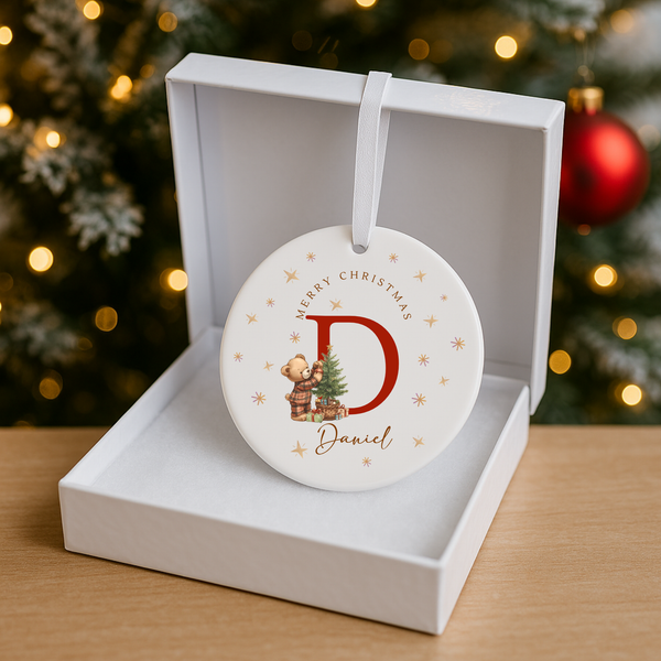 Personalised Teddy Bear Ceramic Hanging Bauble